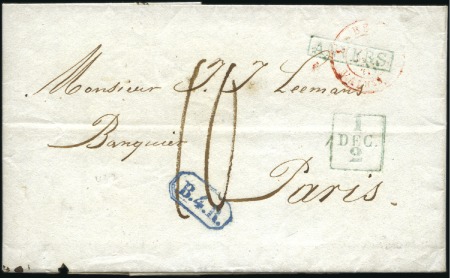 Stamp of Belgium » Belgique. Histoire Postale 1840 (1.12) Lettre avec marques vertes encadrées "