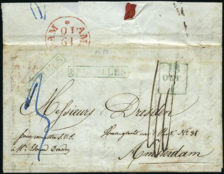 1840 (18.10) Lettre avec marques vertes encadrées 