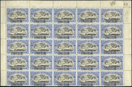 Stamp of Belgian Congo 1909 Surcharge de Bruxelles, type 2, 25c bleu en d