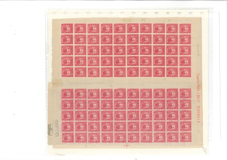 10c carmin en feuille complète de 150 timbres (3 p