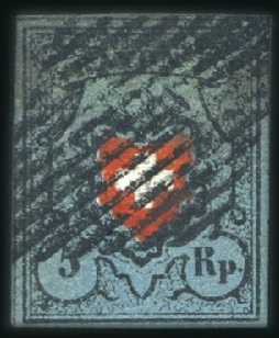 Stamp of Switzerland / Schweiz » Rayonmarken » Rayon I, dunkelblau ohne Kreuzeinfassung Type 19 grünlichblaue Farbnuance entwertet mit eid