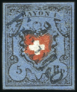 Stamp of Switzerland / Schweiz » Rayonmarken » Rayon I, dunkelblau ohne Kreuzeinfassung Type 4 mit Einzeiler FRANCO von Frick (AW 430), Lu