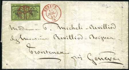 Stamp of Switzerland / Schweiz » Kantonalmarken » Genf Doppelgenf mit Papierbart: Rechte Marke mit natürl