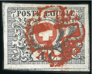 Stamp of Switzerland / Schweiz » "Waadt", "Neuenburg", "Winterthur" Waadt 4C in leuchtend frischen Farben mit Genfer R