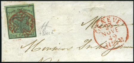 Stamp of Switzerland / Schweiz » Kantonalmarken » Genf Grosser Adler dunkelgrün ringsum gut gerandet (all