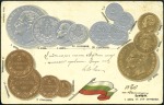 MANCHULI: 1907 Postcard (depicting Bulgarian coins