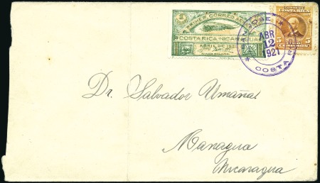 1921 San Jose to Managua FFC, two examples, each w