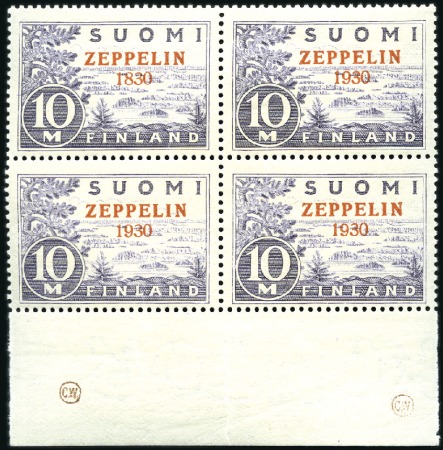 1930 Zeppelin "1830" ERROR, top left stamp in lowe