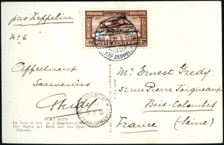 1931 Zeppelin Egypt Return Flight ppc franked with