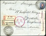POGRANICHNAYA: 1916 Cover registered to England wi