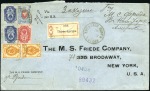 1901 Cover registered to the USA with 1k pair, 4k,
