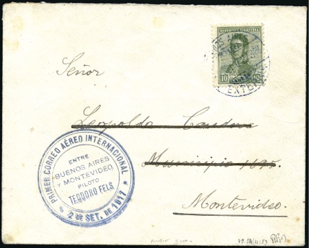 Stamp of Argentina 1911 (2 Sept.) First International Airmail, Buenos