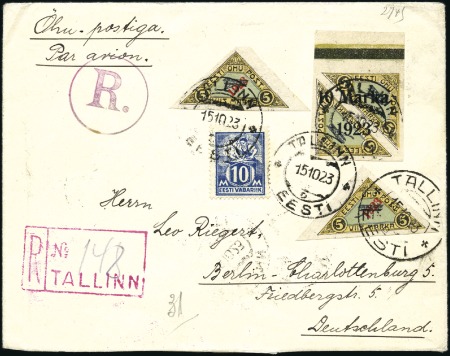 1923 (15 Oct.) Commercial reg'd airmail cover from