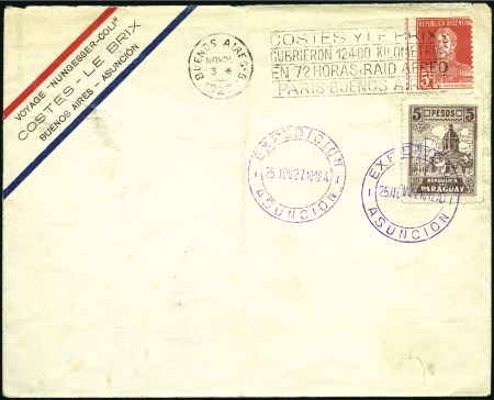 Stamp of Argentina 1927 (25 Nov.) Buenos Aires to Asuncion (Paraguay)