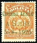 Bolivia 1925 Sucre/Oruro/La Paz special ovpts set