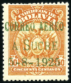 Stamp of Bolivia Bolivia 1925 Sucre/Oruro/La Paz special ovpts set