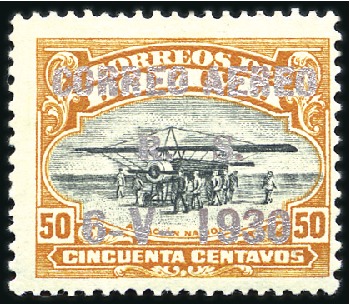 Stamp of Bolivia 1930 Zeppelin 50c value with silver ovpt, only a f