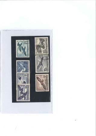Stamp of Austria 1950-53 "Birds" set of 7, each with partial cds ca