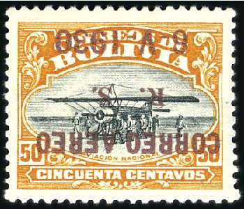 Stamp of Bolivia 1930 Graf Zeppelin issue, 5 diff. with inverted ov