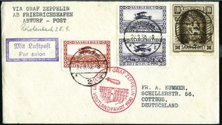 1930 (Sept. 28) Zeppelin Vogtland Flight cover, on