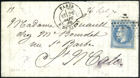 Stamp of France » Guerre de 1870-1871 LES ETATS-UNIS Ballon monté écrit par Jouaust, l'i
