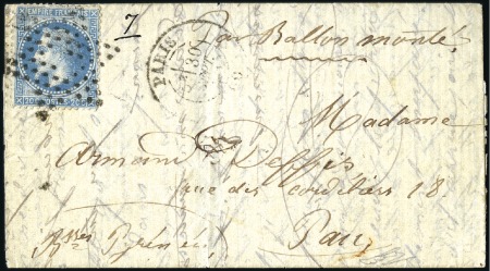 Stamp of France » Guerre de 1870-1871 Etoile évidée du bureau central de Paris 30.09.70 