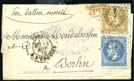 Stamp of France » Guerre de 1870-1871 LE GENERAL UHRICH Ballon monté de Paris 14.11.70 p