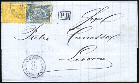 Stamp of Egypt » 1872-75 Penasson 1874 (Jul 11) Convention mail cover to Livorno, It