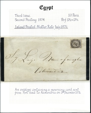 1876 (Dec 1) Mourning envelope with card from Port