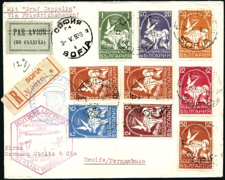 Stamp of Bulgaria 1933 (May) Zeppelin 1st South America Flight reg'd