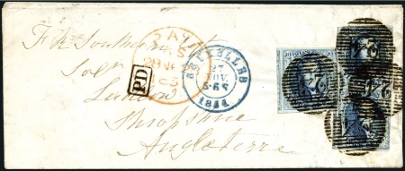 Stamp of Belgium » Belgique. 1851 Médaillons (filigrane sans cadre) - Émission 20c Bleu, trois exemplaires dont une paire vertica