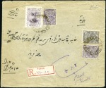 Stamp of Persia » 1896-1907 Muzaffer ed-Din Shah (SG 113-297) 1902-1904 Full Portrait Issue: Registered cover franked 1ch (2), 2ch and 1Kr tied by TEHERAN / SENGLEDGE cds