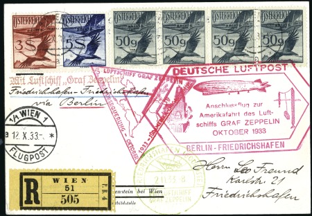 Stamp of Austria 1933 (Oct.) Zeppelin Chicago Flight, reg'd round t