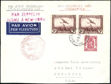 Stamp of Belgium 1936 (May) Zeppelin "Hindenburg" 1st North America