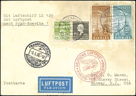 1934-36, Two Zeppelin items, 1934 LZ129 heavily fr