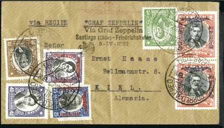 Stamp of Chile 1932 Zeppelin flights, 3 covers with some airmails