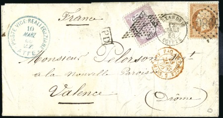 Stamp of Egypt » French Post Offices 1866 (Mar 12) Cover to France with 1866 1pi violet
