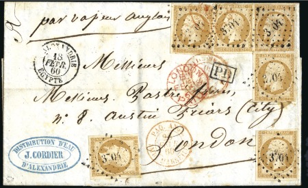 Stamp of Egypt » French Post Offices 1860 Cover to London by British Packet franked Fra