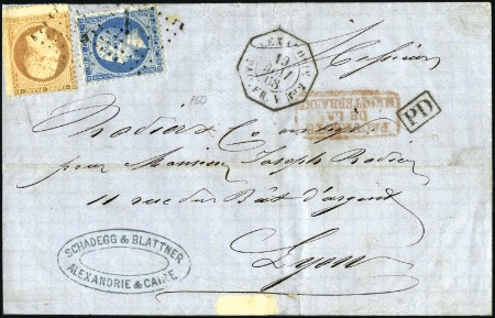 Stamp of Egypt » French Post Offices 1868 (Apr 25) Folded lettersheet from Alexandria t