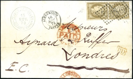 Stamp of Egypt » French Post Offices 1873 (Nov 16) Folded lettersheet from Alexandria t
