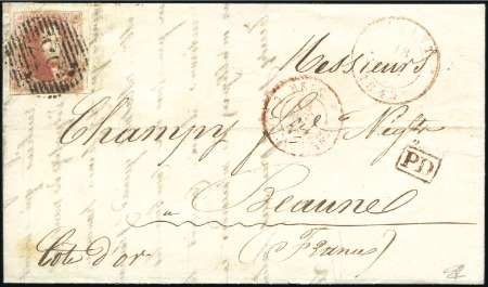 Stamp of Belgium » Belgique. 1849 Médaillons (filigrane encadré) - Émission 40c Carmin rose-pâle, effleuré en haut mais avec b