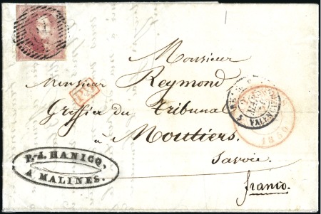 Stamp of Belgium » Belgique. 1849 Médaillons (filigrane encadré) - Émission 40c Carmin, trois belles marges, oblitération de l