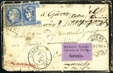 Stamp of France » Guerre de 1870-1871 Lettre de Corné 19.02.71 avec deux 20c Bordeaux po