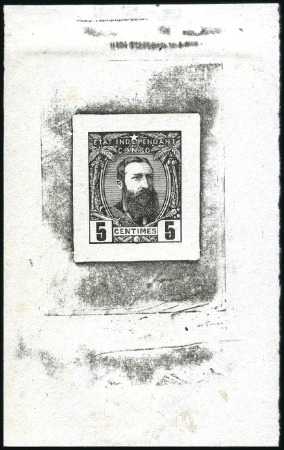 Stamp of Belgian Congo » Congo Belge 1887 Léopold II - Genèse Épreuve du coin du 5 centimes en noir, sur papier 
