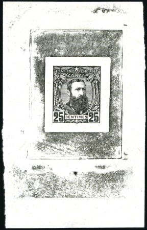 Stamp of Belgian Congo » Congo Belge 1887 Léopold II - Genèse Épreuve du coin du 25 centimes en noir, sur papier