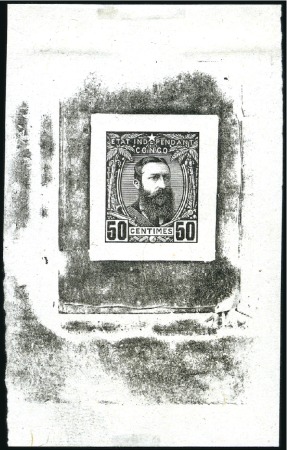 Stamp of Belgian Congo » Congo Belge 1887 Léopold II - Genèse Épreuve du coin du 50 centimes en noir, sur papier