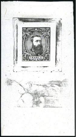 Stamp of Belgian Congo » Congo Belge 1887 Léopold II - Genèse Épreuve du coin du 50 Francs en noir, sur papier b