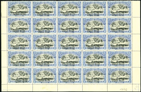 Stamp of Belgian Congo » 1909 Brussels Surcharge 25c bleu, surcharge de type 3, en demi panneau inf