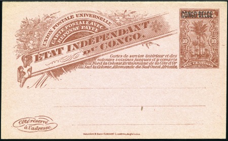 Stamp of Belgian Congo » Congo Belge 1909 Tirage des Princes Entier postal avec carte réponse de type Palmiers 