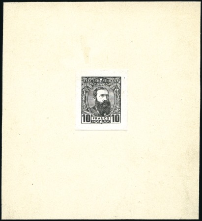 Stamp of Belgian Congo » Congo Belge 1887 Léopold II - Genèse Épreuve du coin du 10 Francs en noir, sur papier c